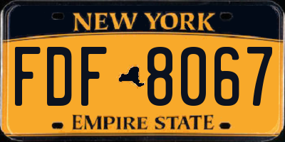 NY license plate FDF8067