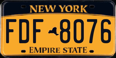 NY license plate FDF8076