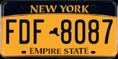 NY license plate FDF8087