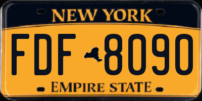 NY license plate FDF8090