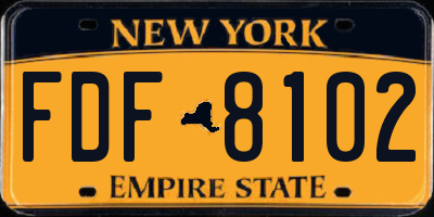 NY license plate FDF8102