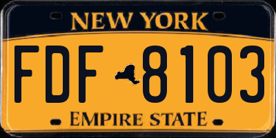 NY license plate FDF8103