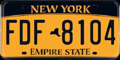 NY license plate FDF8104