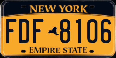 NY license plate FDF8106