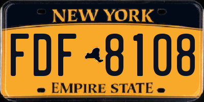 NY license plate FDF8108