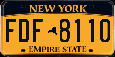 NY license plate FDF8110