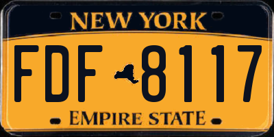 NY license plate FDF8117