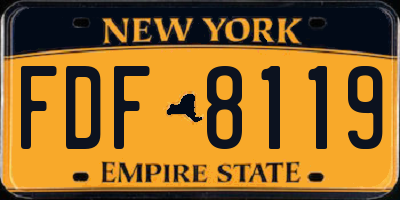 NY license plate FDF8119