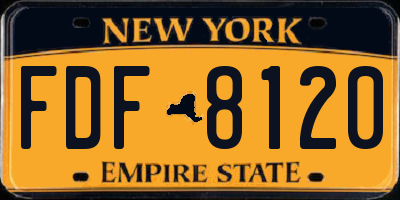 NY license plate FDF8120