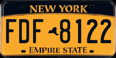NY license plate FDF8122