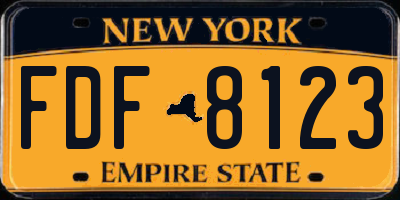 NY license plate FDF8123