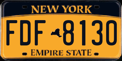 NY license plate FDF8130