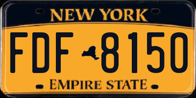 NY license plate FDF8150