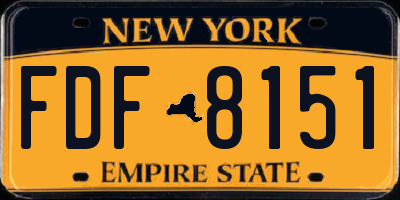 NY license plate FDF8151