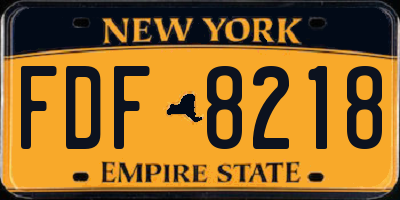 NY license plate FDF8218