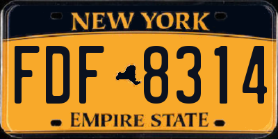 NY license plate FDF8314