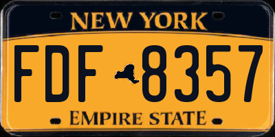 NY license plate FDF8357