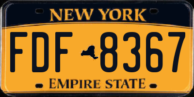 NY license plate FDF8367