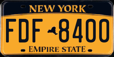 NY license plate FDF8400