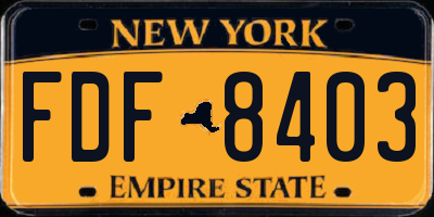 NY license plate FDF8403