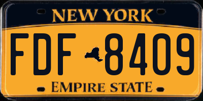 NY license plate FDF8409