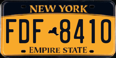 NY license plate FDF8410