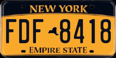 NY license plate FDF8418