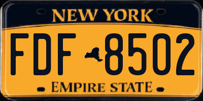 NY license plate FDF8502