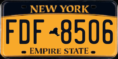NY license plate FDF8506