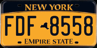 NY license plate FDF8558