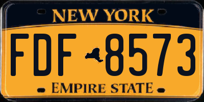 NY license plate FDF8573