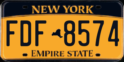 NY license plate FDF8574