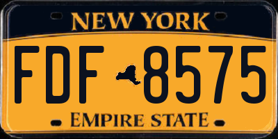NY license plate FDF8575