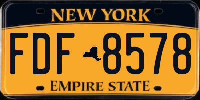 NY license plate FDF8578