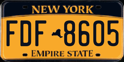 NY license plate FDF8605