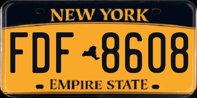 NY license plate FDF8608