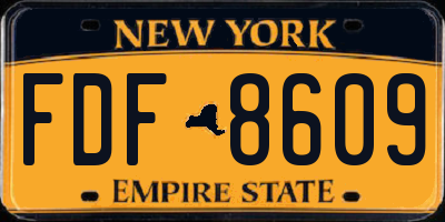 NY license plate FDF8609