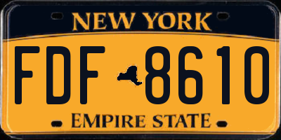 NY license plate FDF8610
