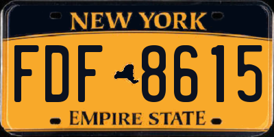 NY license plate FDF8615