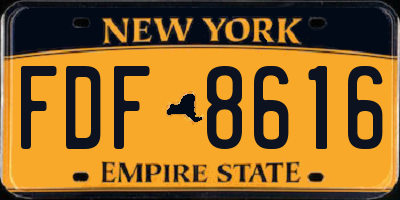 NY license plate FDF8616
