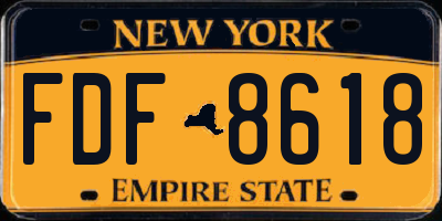 NY license plate FDF8618