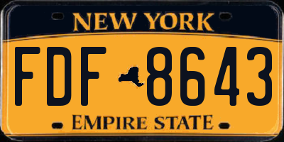 NY license plate FDF8643