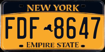 NY license plate FDF8647