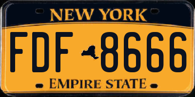 NY license plate FDF8666