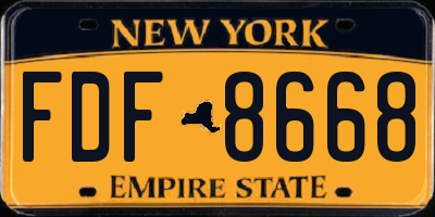 NY license plate FDF8668