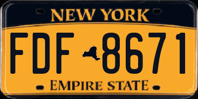 NY license plate FDF8671