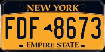 NY license plate FDF8673
