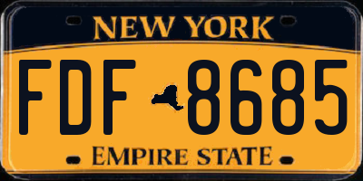 NY license plate FDF8685