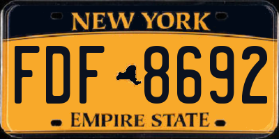 NY license plate FDF8692