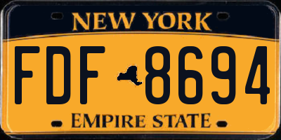 NY license plate FDF8694